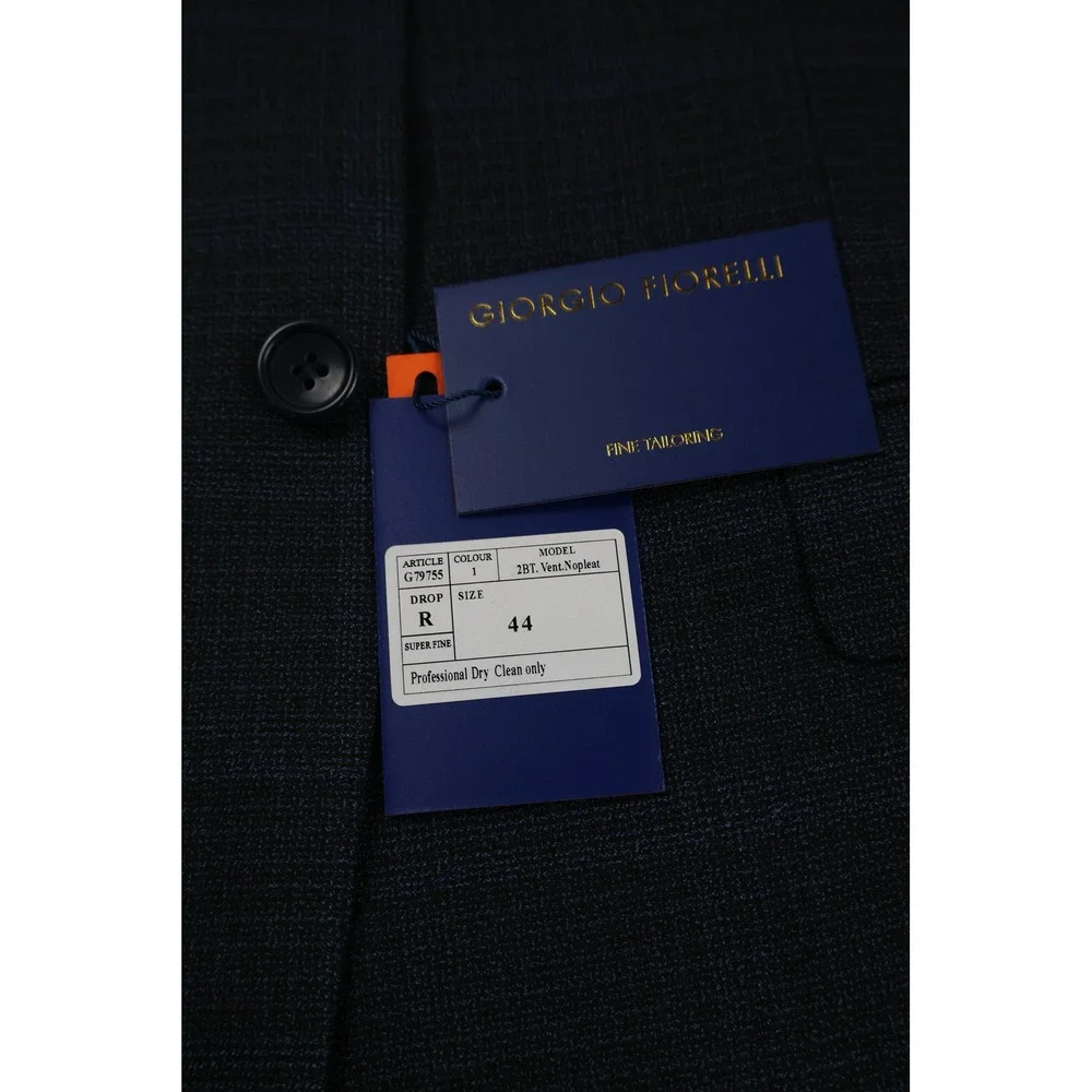 Giorgio Fiorelli Suit 2BT Vent Nopleat Blue Plaid 44R 38W NWT